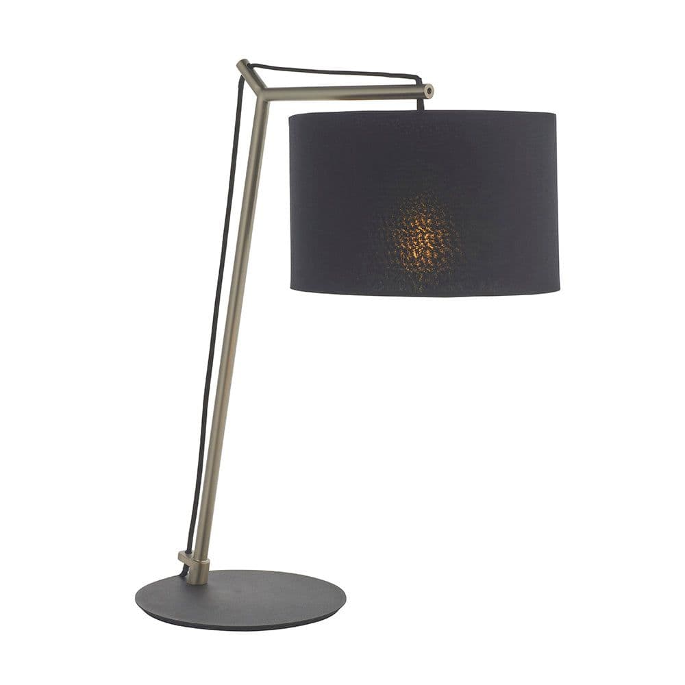 Nickel Plated Angular Table Lamp Light Base & Cotton Shade Desk Light