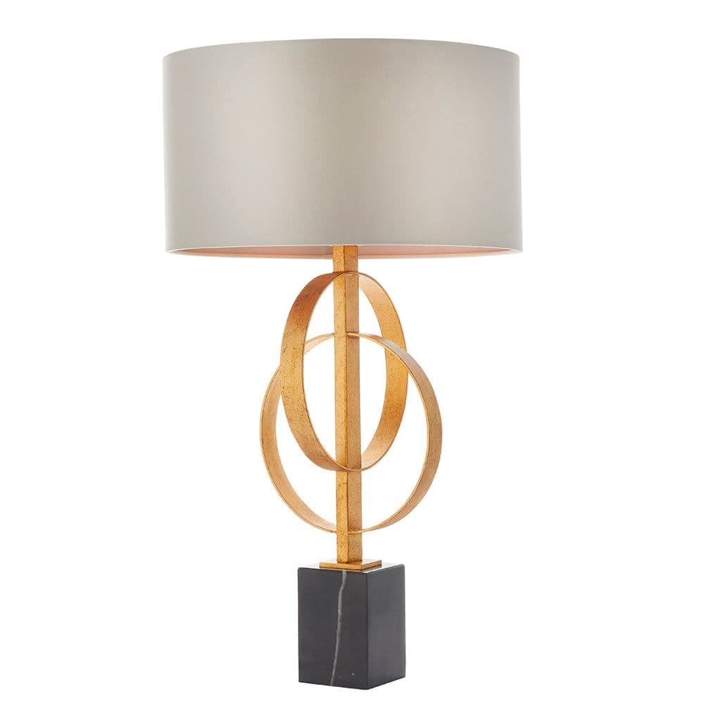Antique Gold Table Lamp & Mink Satin Shade Marble Base Desk Light