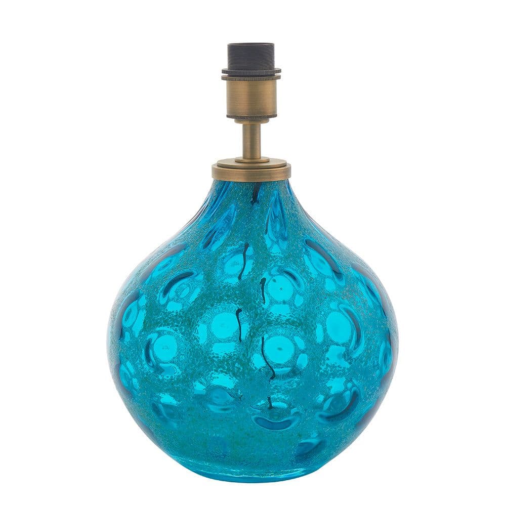 Tinted Glass Table Lamp Light Base Antique Brass Metalwork Inline Switch
