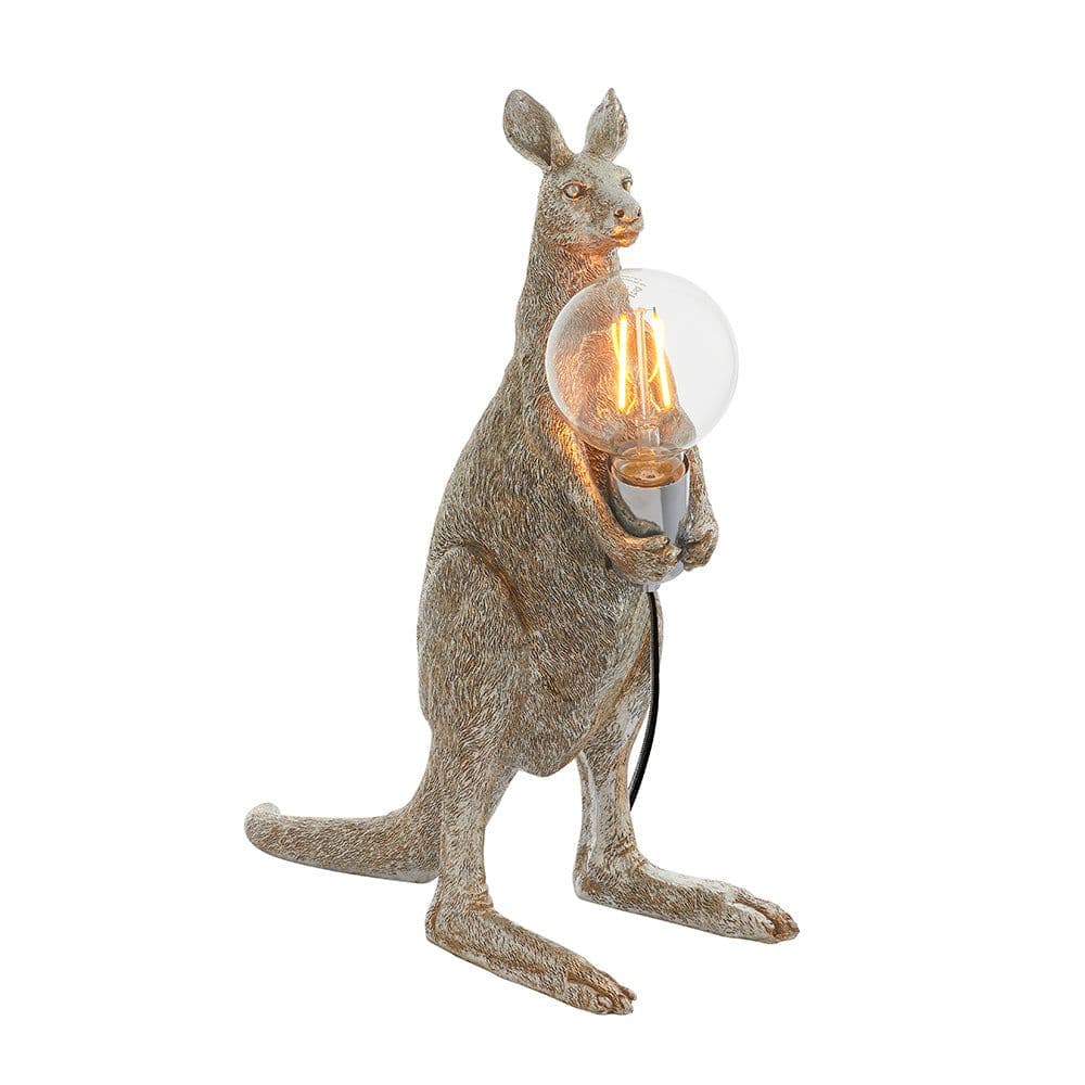 Vintage Kangaroo Table Light Resin Figure Chrome Plated Lamp Holder