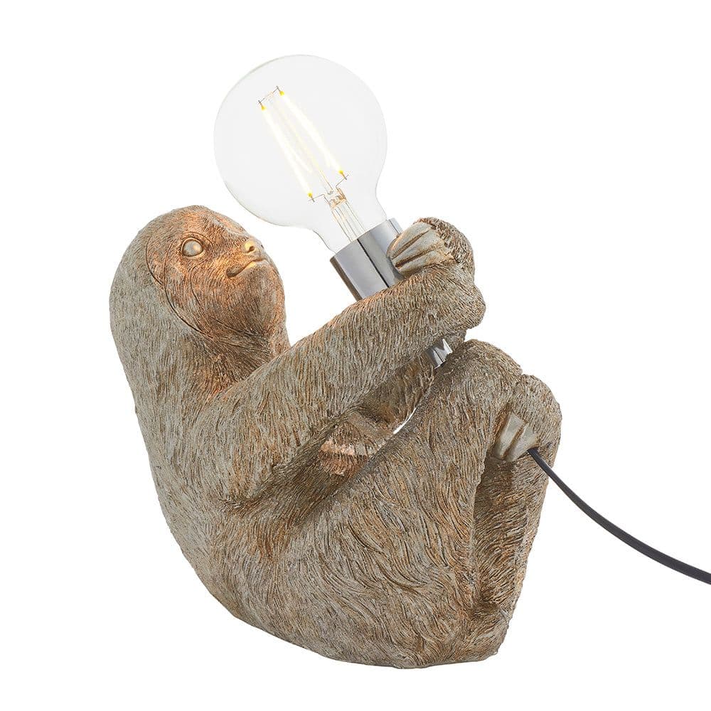 Vintage Sloth Table Light Resin Figure Chrome Plated Lamp Holder