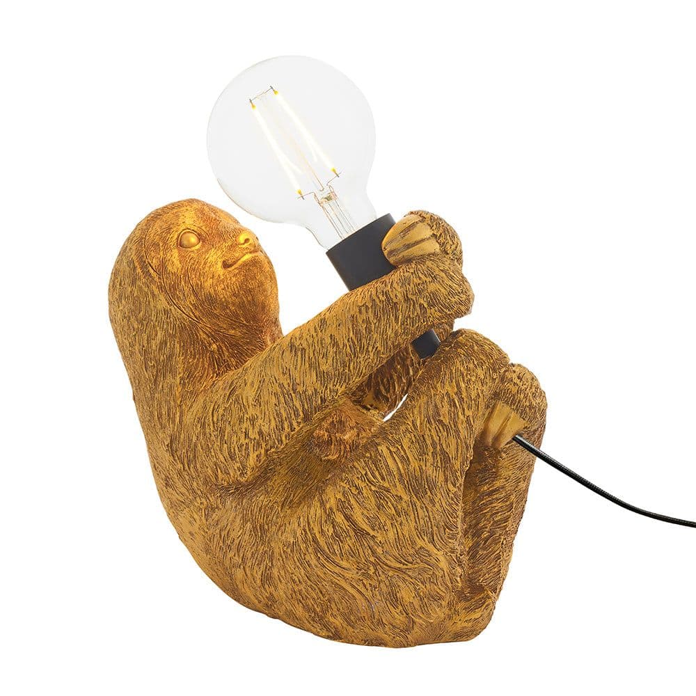 Vintage Gold Sloth Table Light Resin Figure Matt Lamp Holder