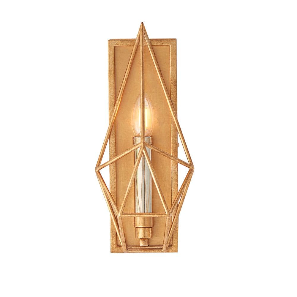 Antique & Silver Leaf Angular Framed Wall Light Dimmable LED Filament Lamp