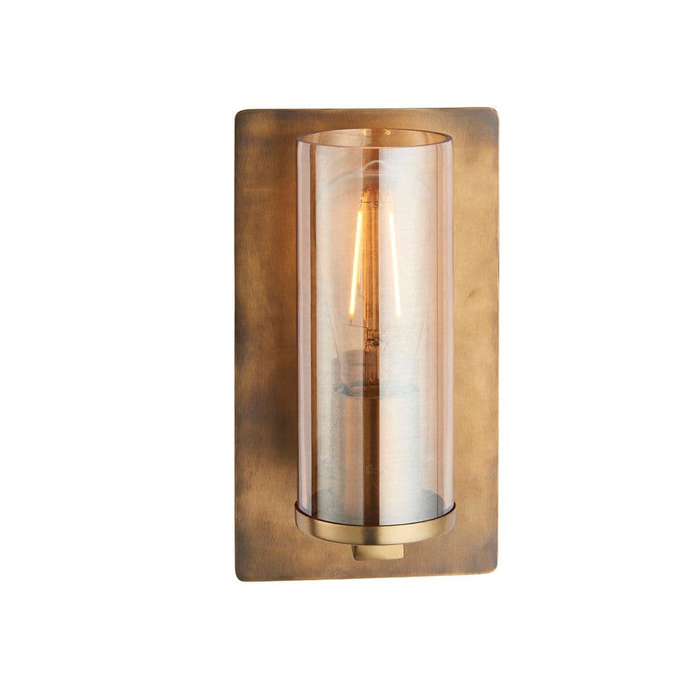 Antique Brass Patina Wall Lamp Light & Champagne Glass Shade 10W E27 LED