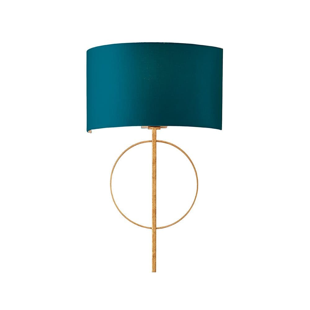 Antique Gold Leaf Wall Light & Satin Half Shade Dimmable LED Filament Lamp