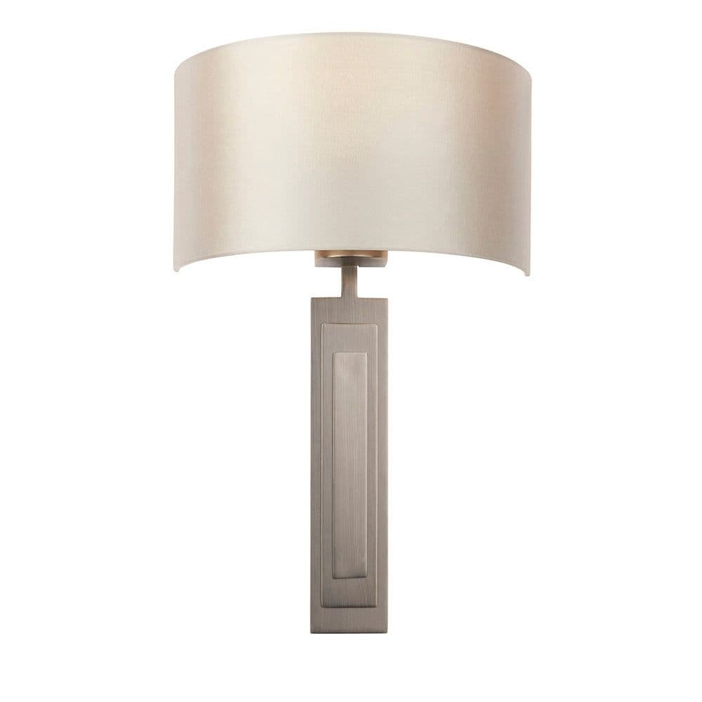 Brushed Plated Wall Light & Mink Satin Half Shade 1 Bulb Dimmable Lamp