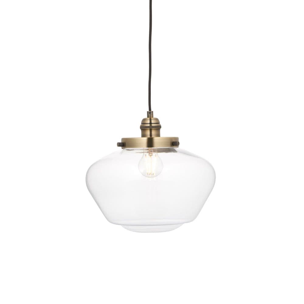 Antique Brass Ceiling Pendant Light Glass Shade Hanging Lighting Fixture