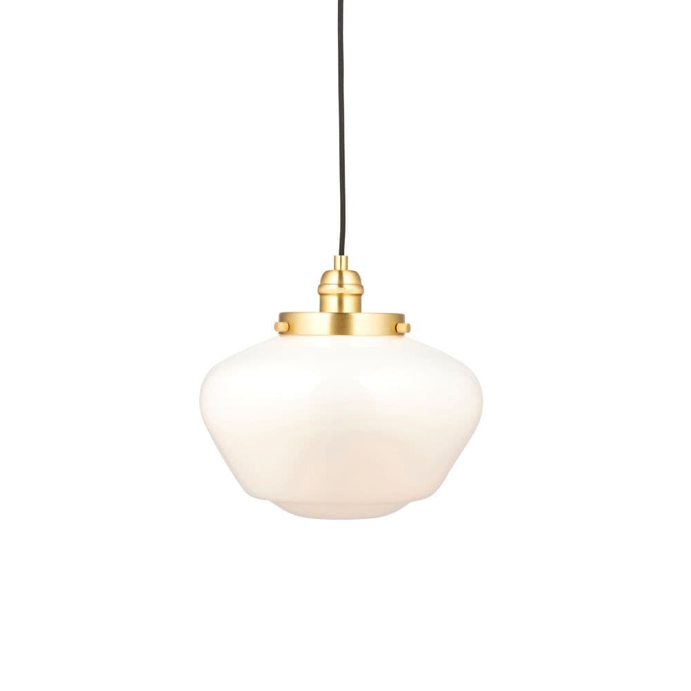 Antique Brass Ceiling Pendant Light Opal Glass Shade Hanging Lighting Fixture