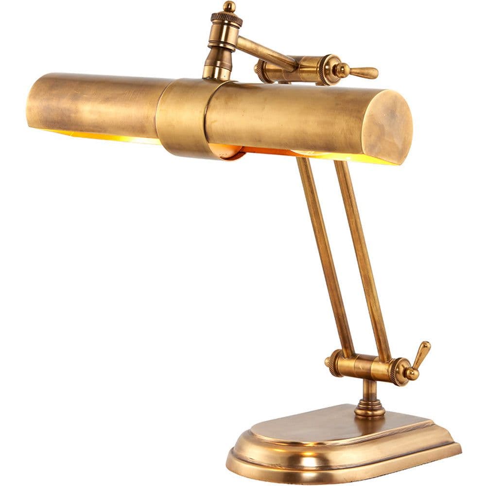 Solid Brass Adjustable Antique Table Lamp Task Light Twin LED Bulb Vintage