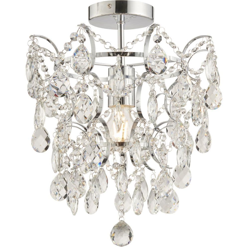 Decorative Flush Bathroom Ceiling Light Fitting Glass Crystal Details