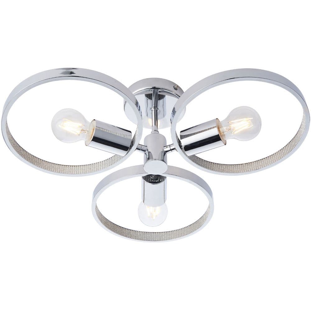 Semi Flush Arm Bathroom Ceiling Light Chrome Plated & Clear Acrylic