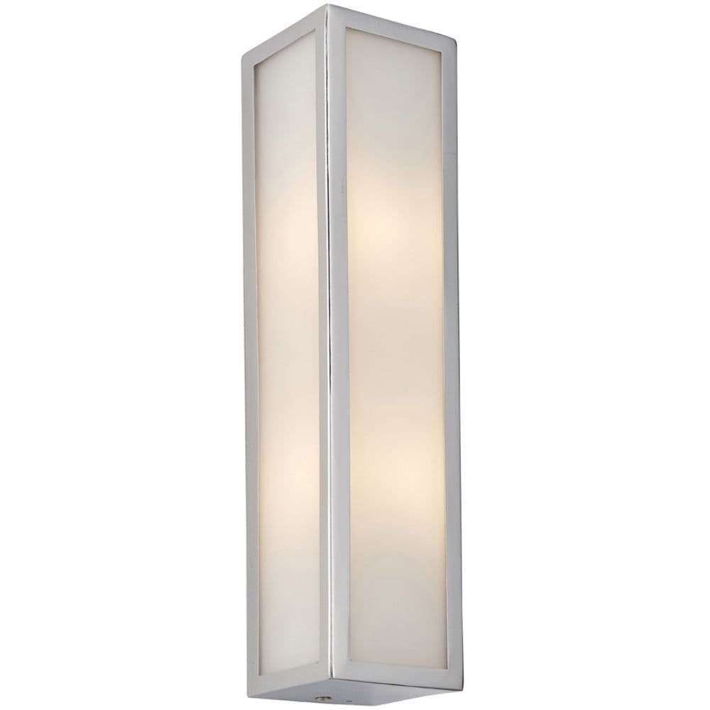 Bathroom Wall Light Fitting Chrome Plate & Frosted Glass Shade Twin Lamp