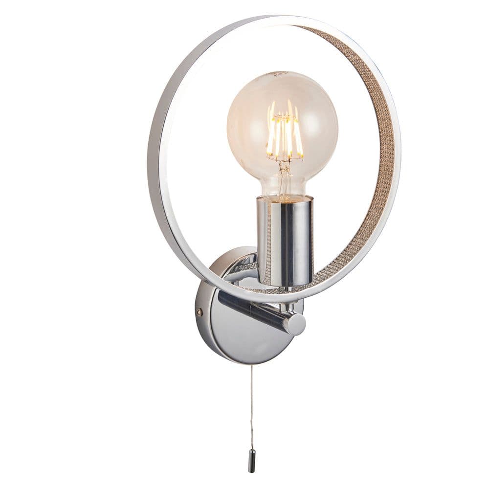 Bathroom Wall Light Fitting Chrome Plate & Clear Faceted Acrylic Modern