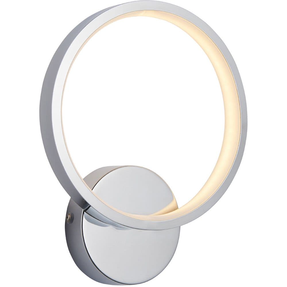 Round Bathroom Wall Light Fitting Chrome Plate & Diffuser Warm