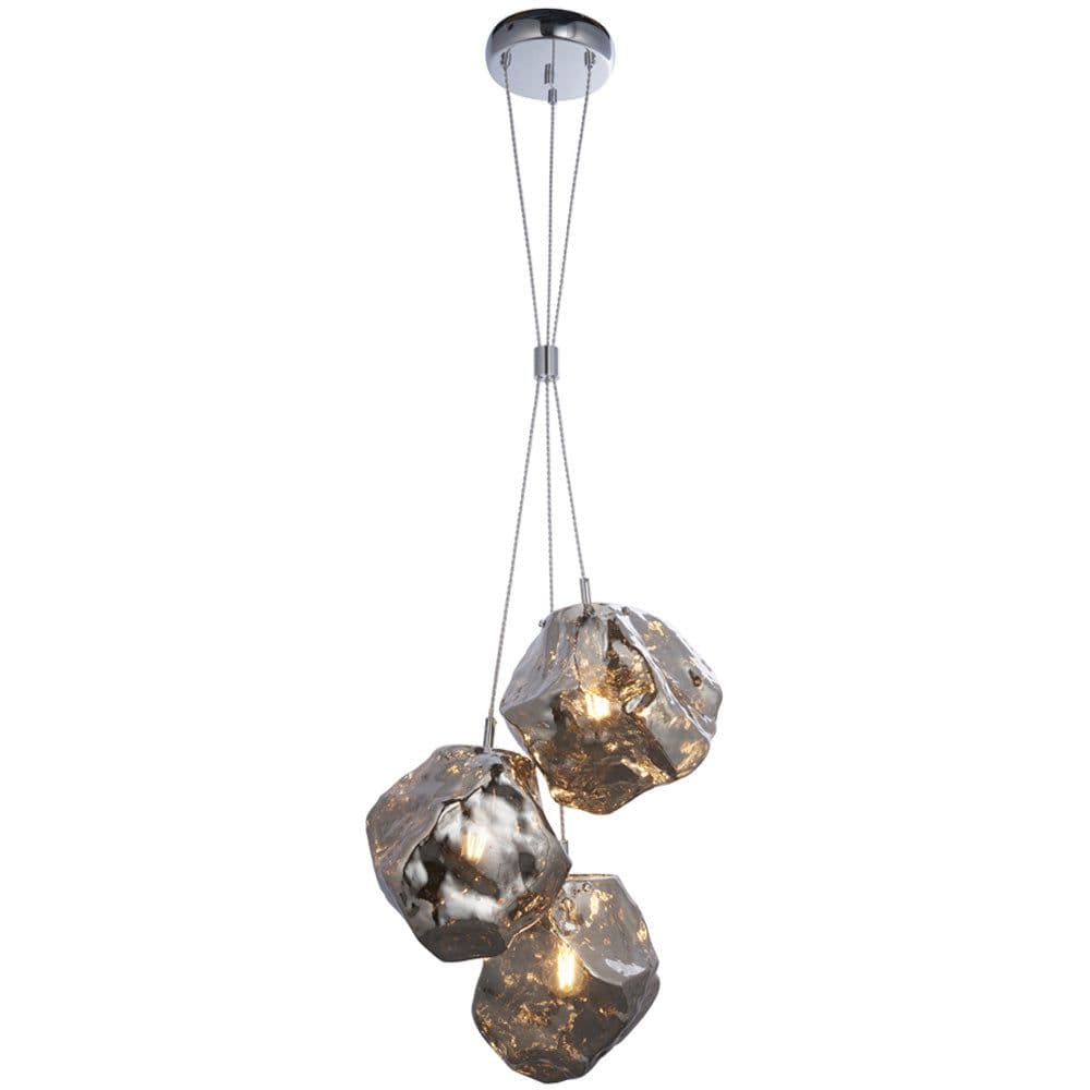 Chrome 3 Light Ceiling Pendant Modern Rock Design Hanging Light Fitting