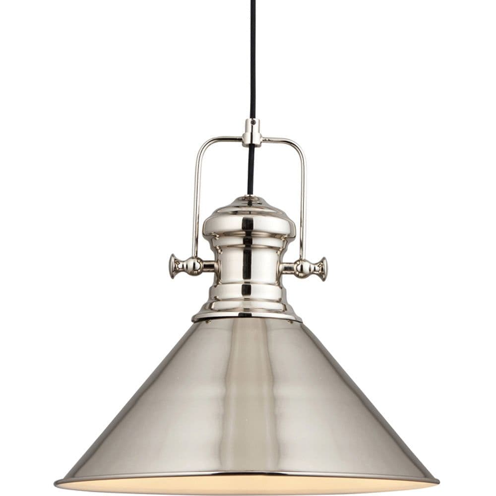 Minimalistic Light Ceiling Pendant Fitting Polished Nickel & Inner Shade
