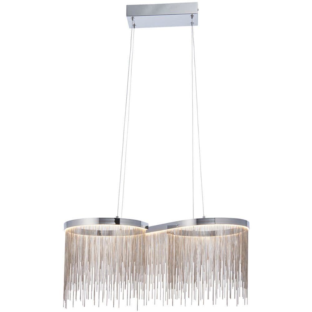 Polished Chrome Ceiling Pendant Light & Waterfall Chains - Integrated LED Module