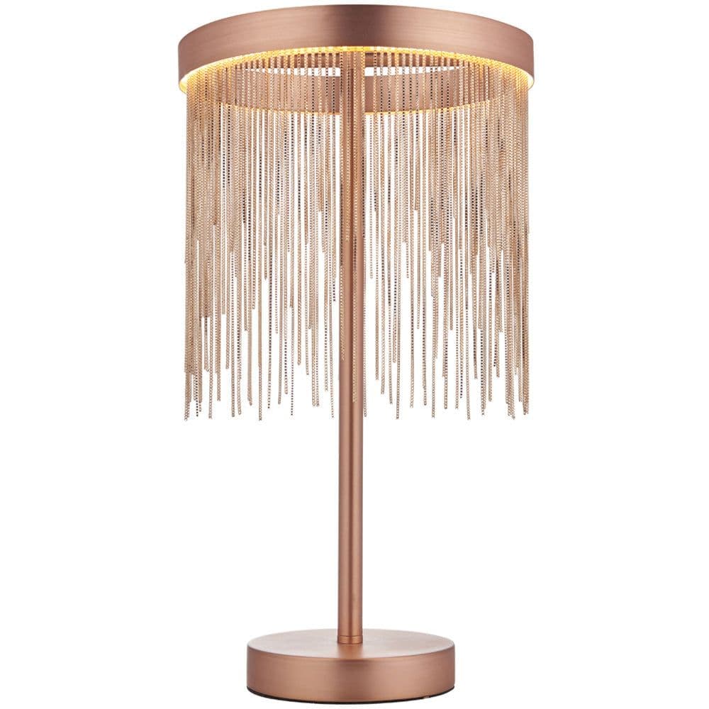 Brushed Table Lamp Light & Waterfall Chain Shade Integrated LED Module