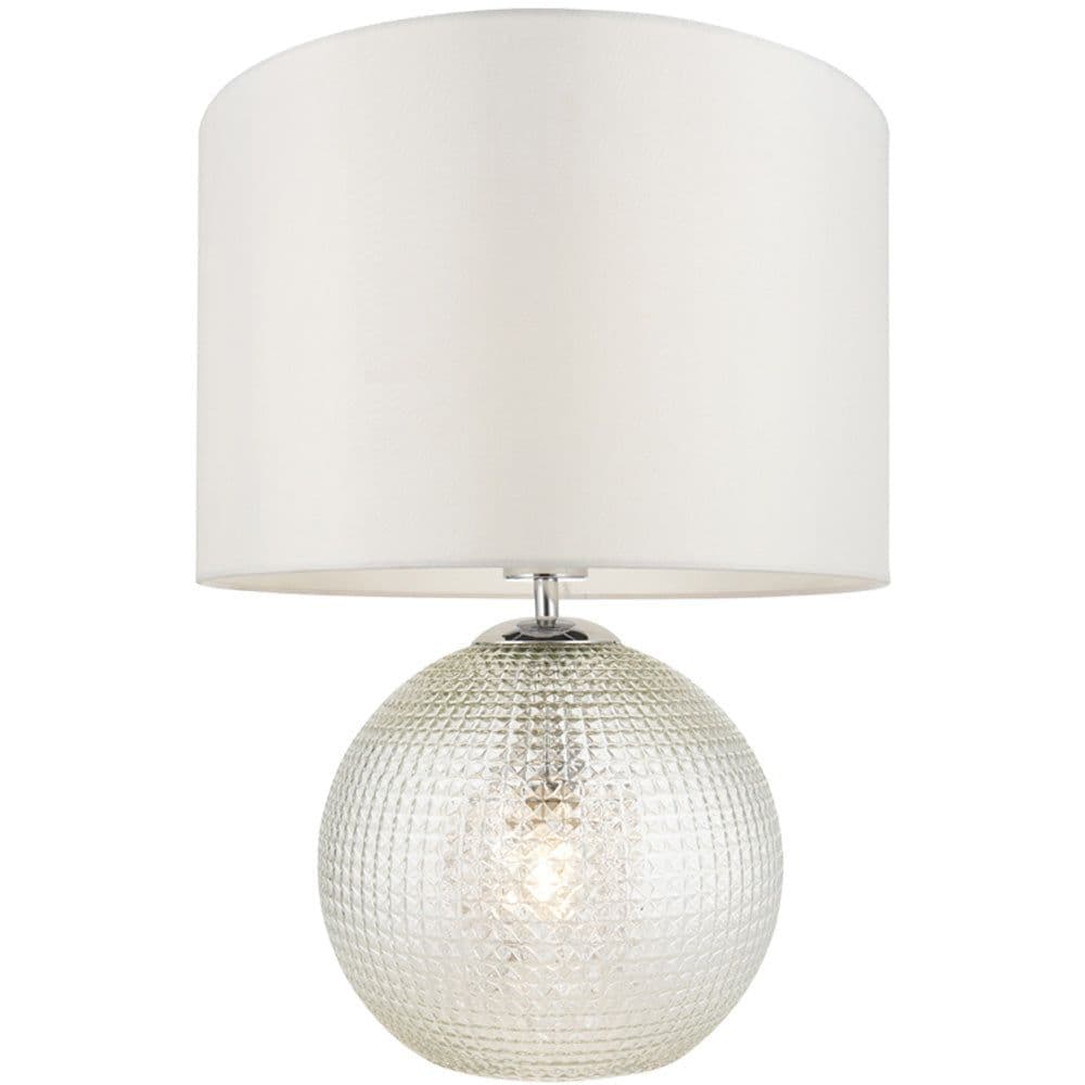 Clear Prism Glass Twin Lit Table Lamp Light & Vintage Fabric Shade