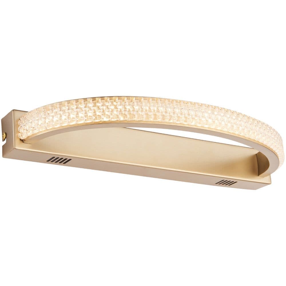 Satin Gold Wall Light Fitting Warm LED Tape Module Reflective Diffuser