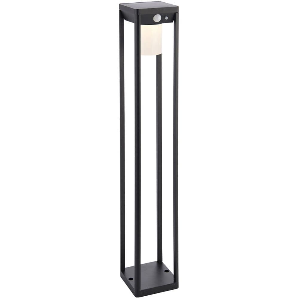 600mm Solar Powered Outdoor Bollard Post Light Textured & White Diffuser