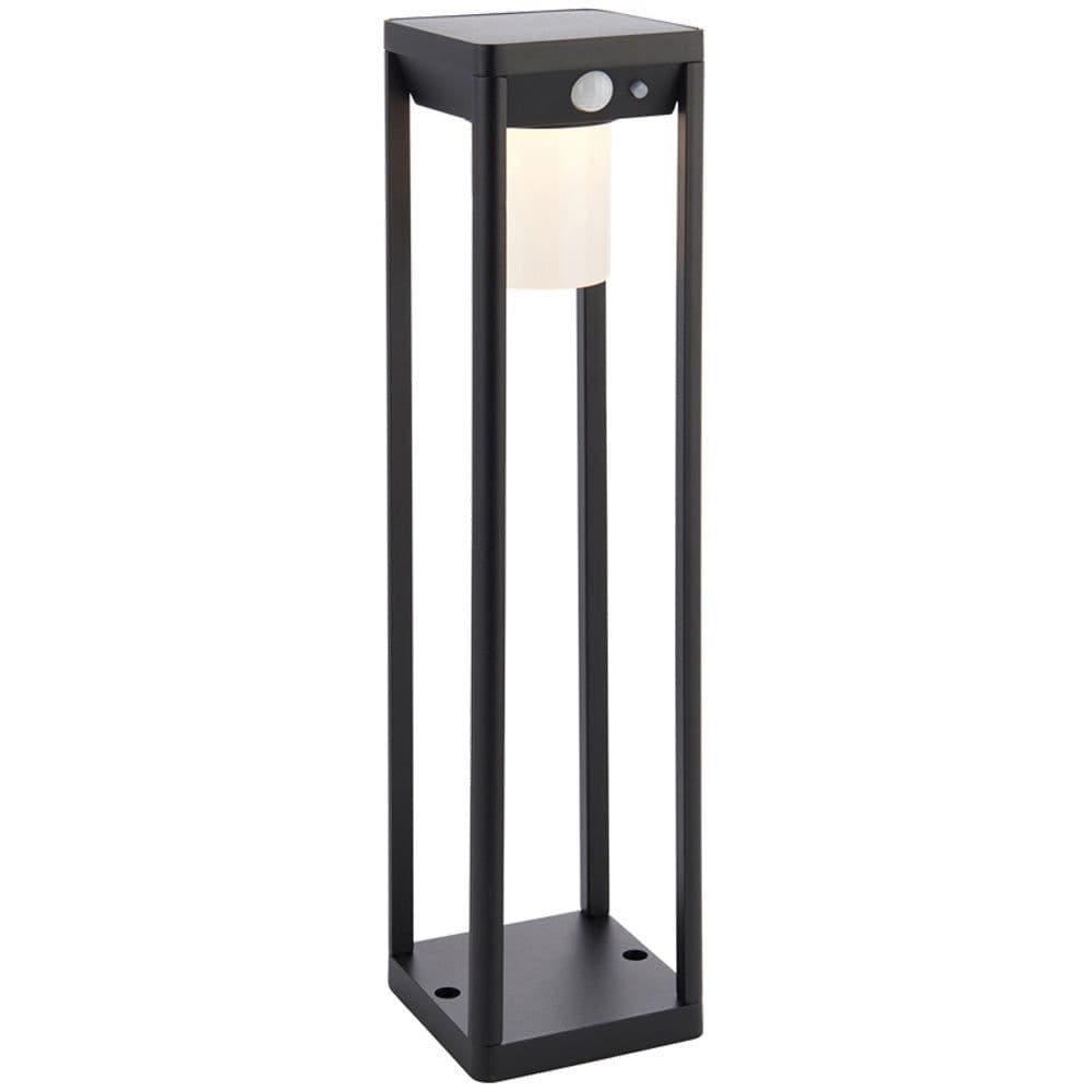 400mm Solar Powered Outdoor Bollard Post Light Textured & White Diffuser