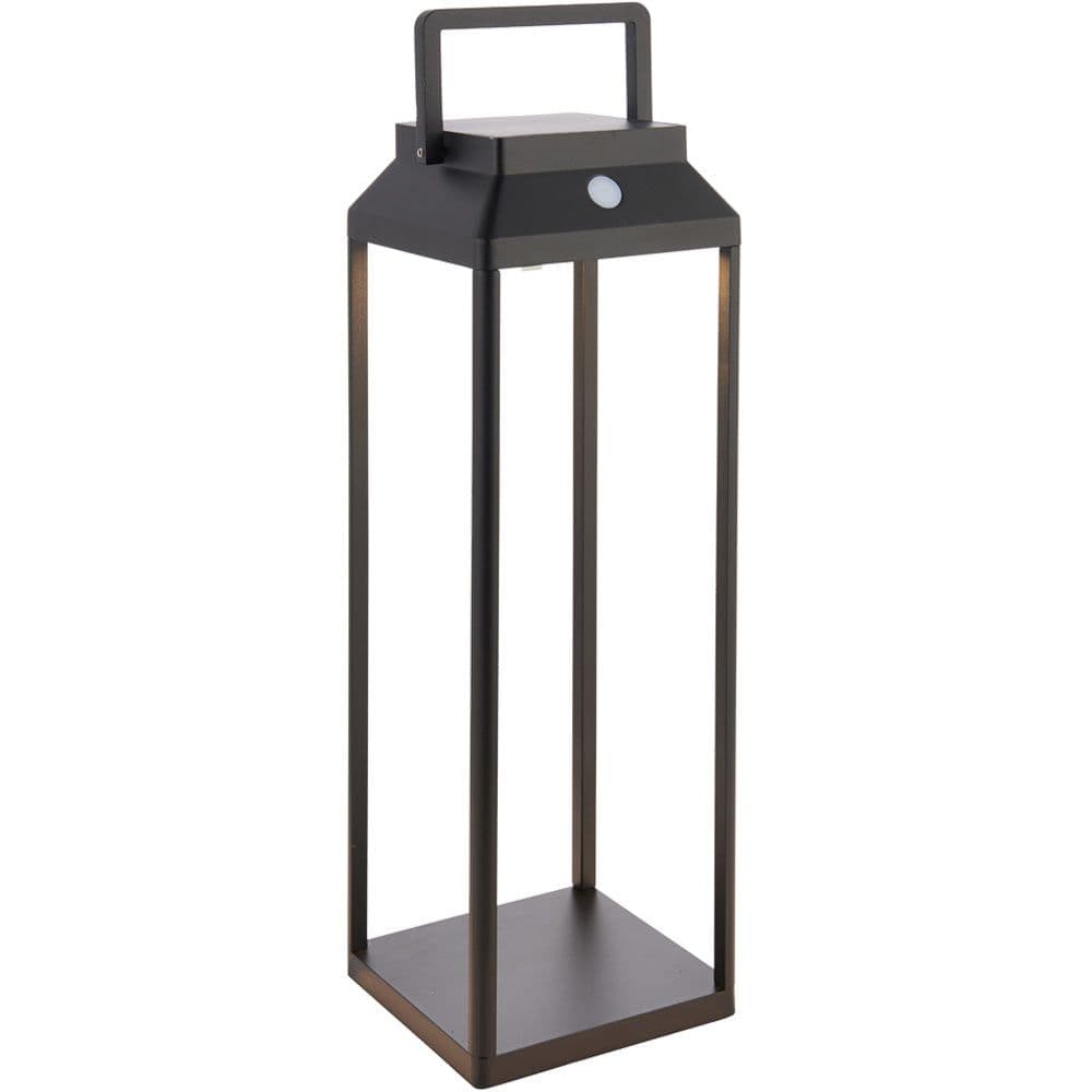 450mm Solar Powered Outdoor Table Lamp - Warm White LED - Textured Black