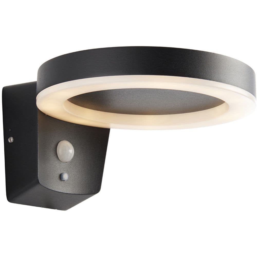 Solar Powered Outdoor Wall Light Photocell & PIR Textured & White Diffuser