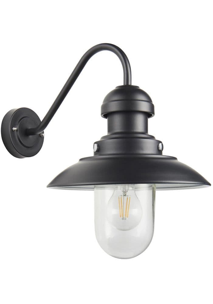 Matt Outdoor Fisherman Wall Light & Clear Glass Shade Front Porch Light