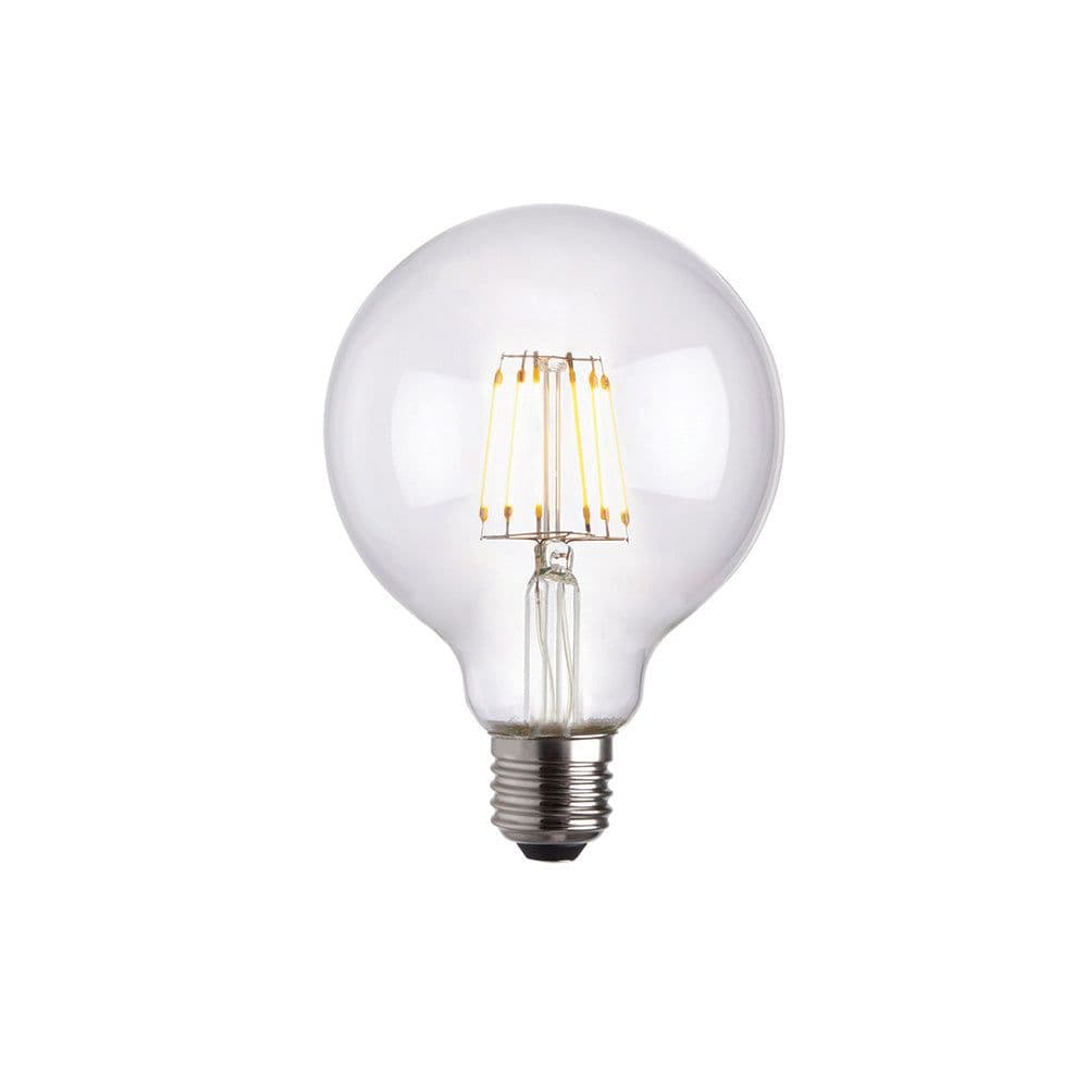 LED Filament Lamp Bulb Dimmable 6W E27 LED 95mm Clear Glass Globe Warm White
