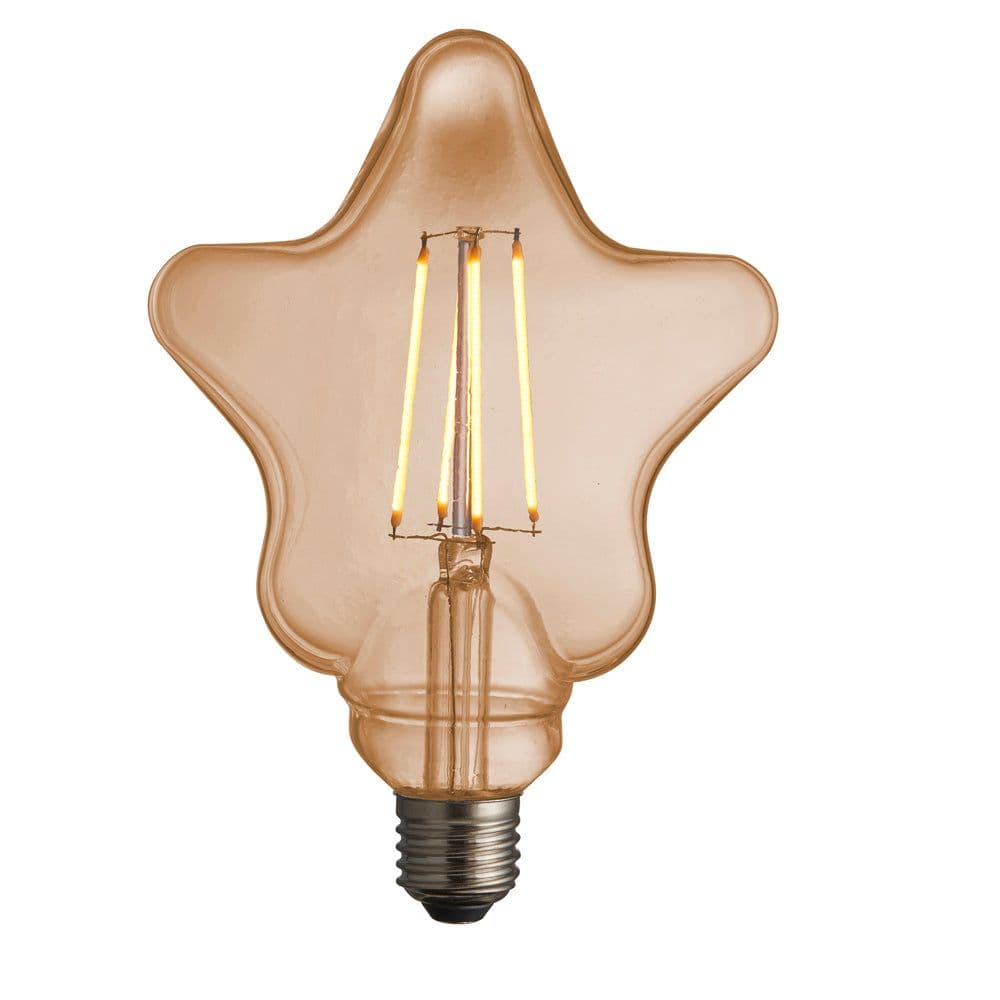 LED Filament Lamp Bulb 4W Star Shape E27 LED Amber Tinted Glass Warm