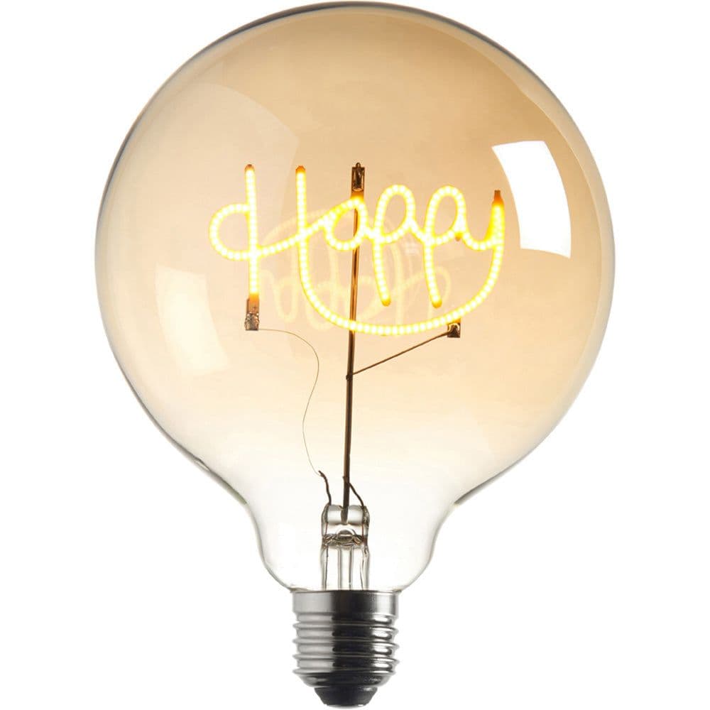 2W E27 Globe Shaped LED Lamp HAPPY LED Filament Amber Tinted Glass Light Bulb