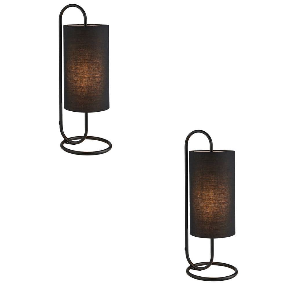 2 PACK Modern Matt Oval Table Lamp Desk Light & Fabric Shade