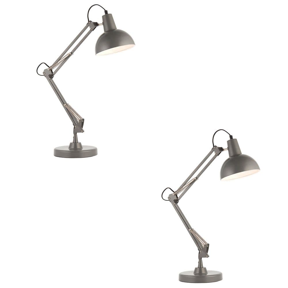 2 PACK Slate Table Lamp Task Light Inline Switch Adjustable Desk Light