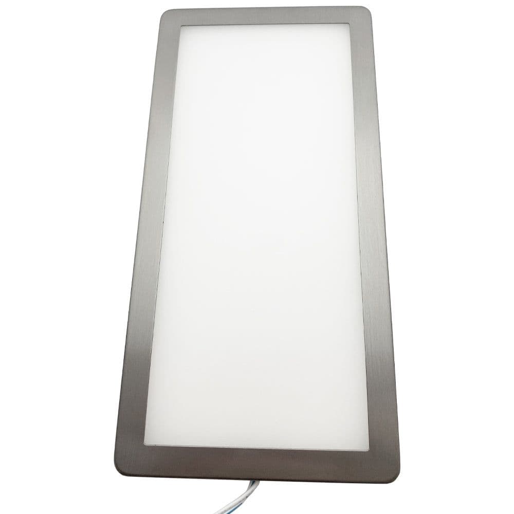 5x BRUSHED NICKEL Ultra Slim Rectangle Under Cabinet Kitchen Light & Driver Kit Warm Diffused LED