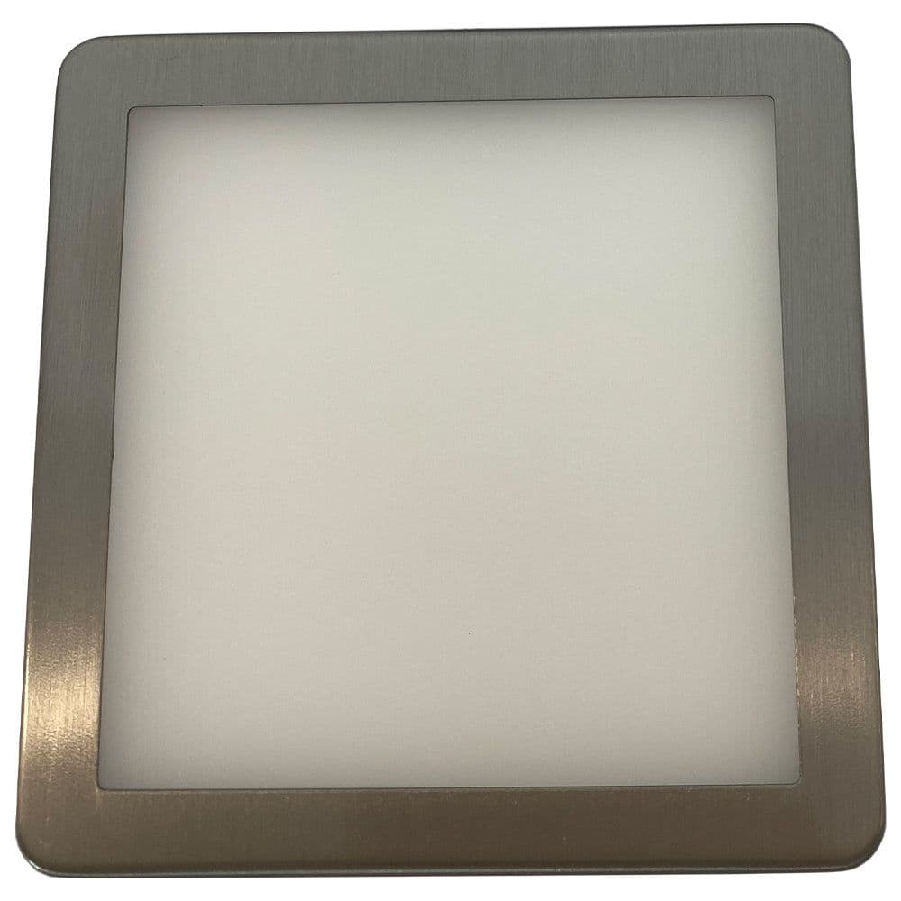 1x BRUSHED NICKEL Ultra Slim Square Under Cabinet Kitchen Light & Driver Kit Natural Diffused LED