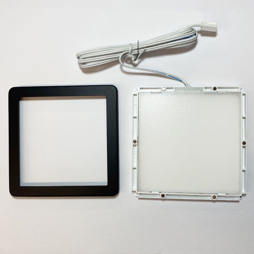 5x MATT BLACK Ultra-Slim Square Under Cabinet Kitchen Light & Driver Kit - Warm White Diffused LED