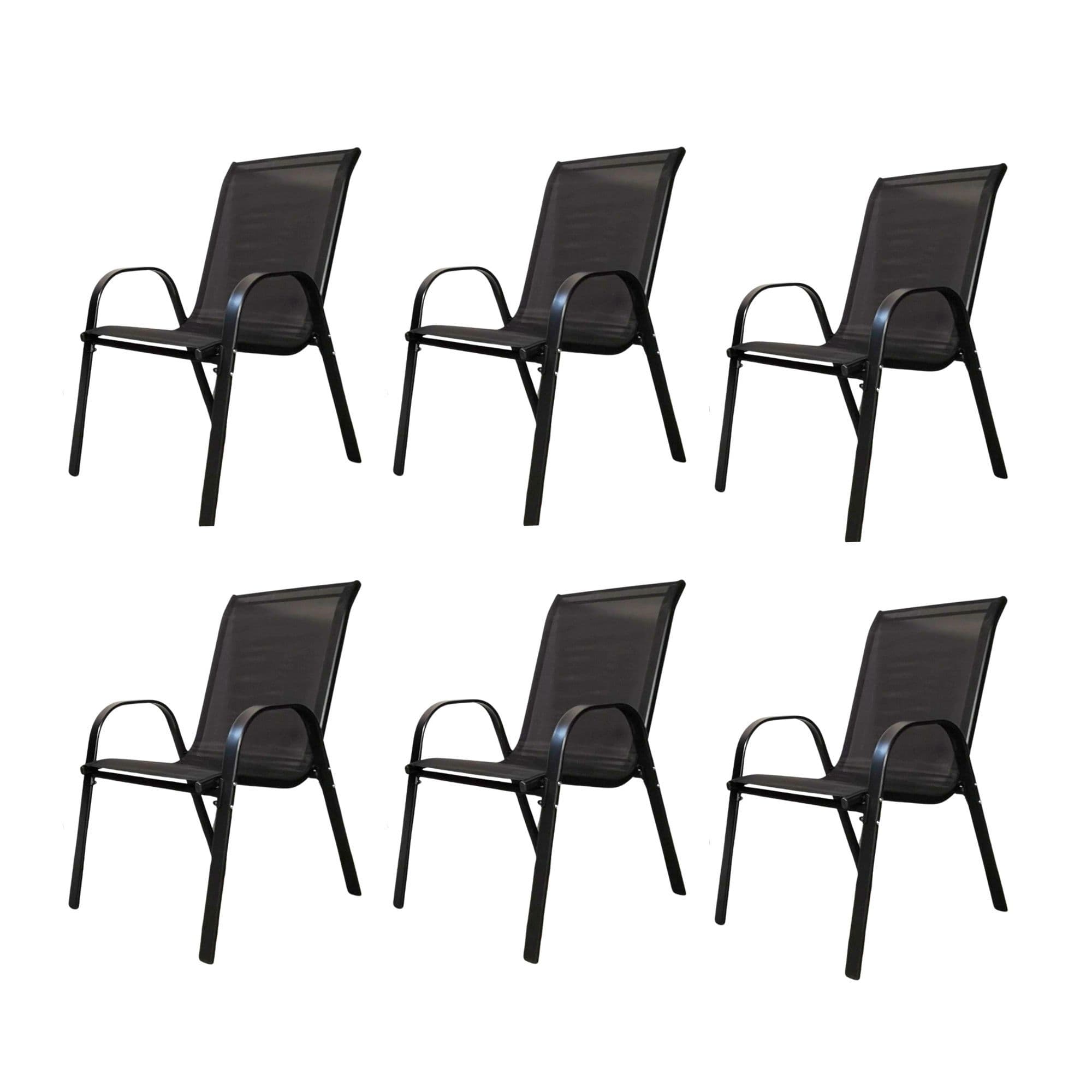 Set of 6 Outdoor Garden Patio Textilene Furniture Chairs in Black