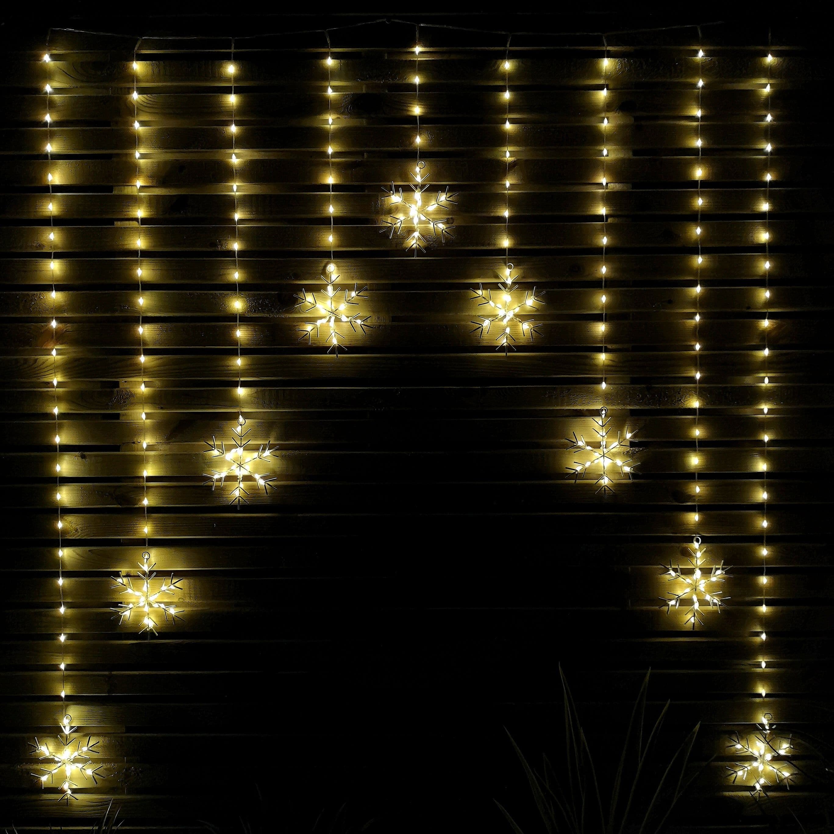 1.2m LED Snowflake Curtain Lights Christmas Decorations in Warm White