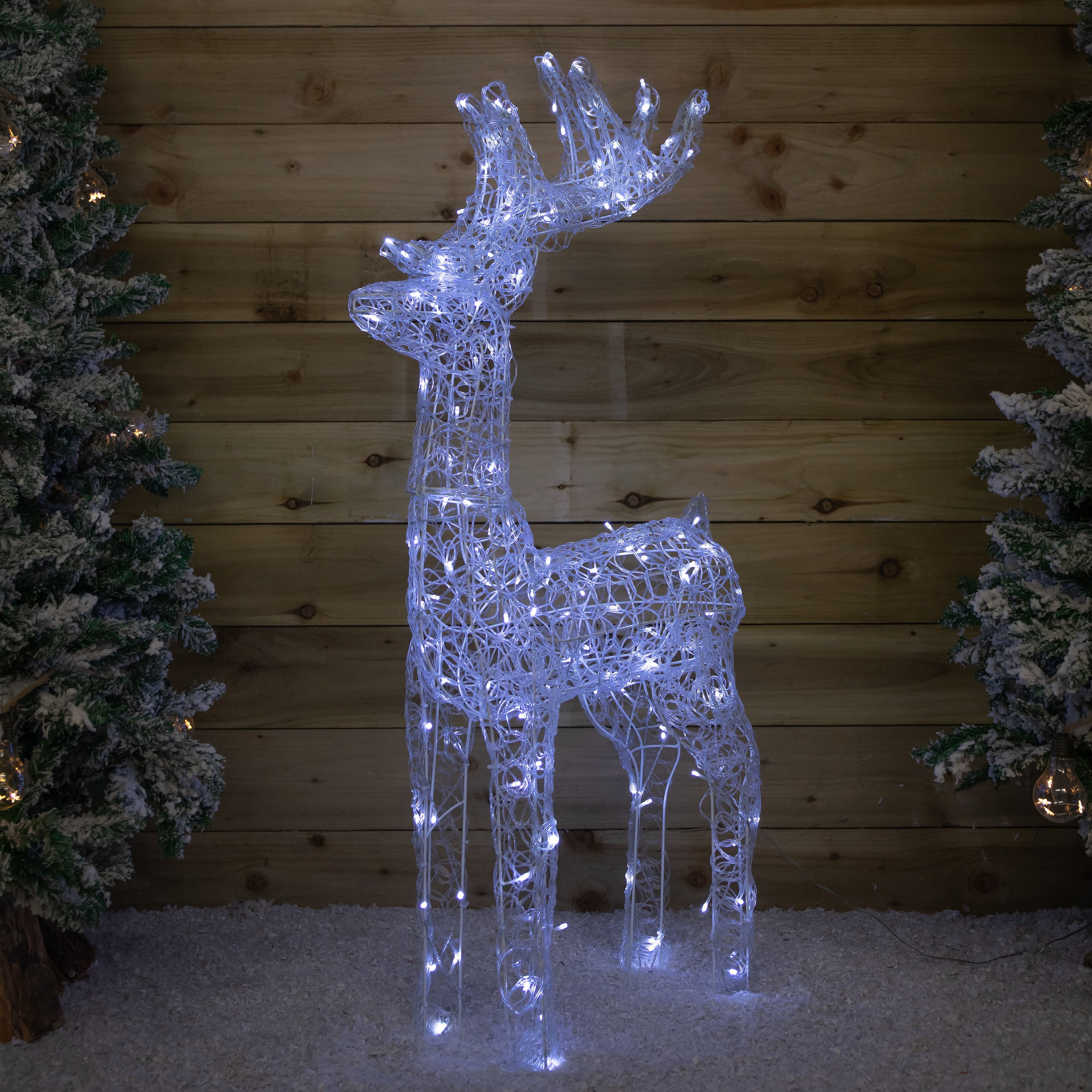 Christmas Lit Soft Acrylic Reindeer 160 White LED Indoor Outdoor