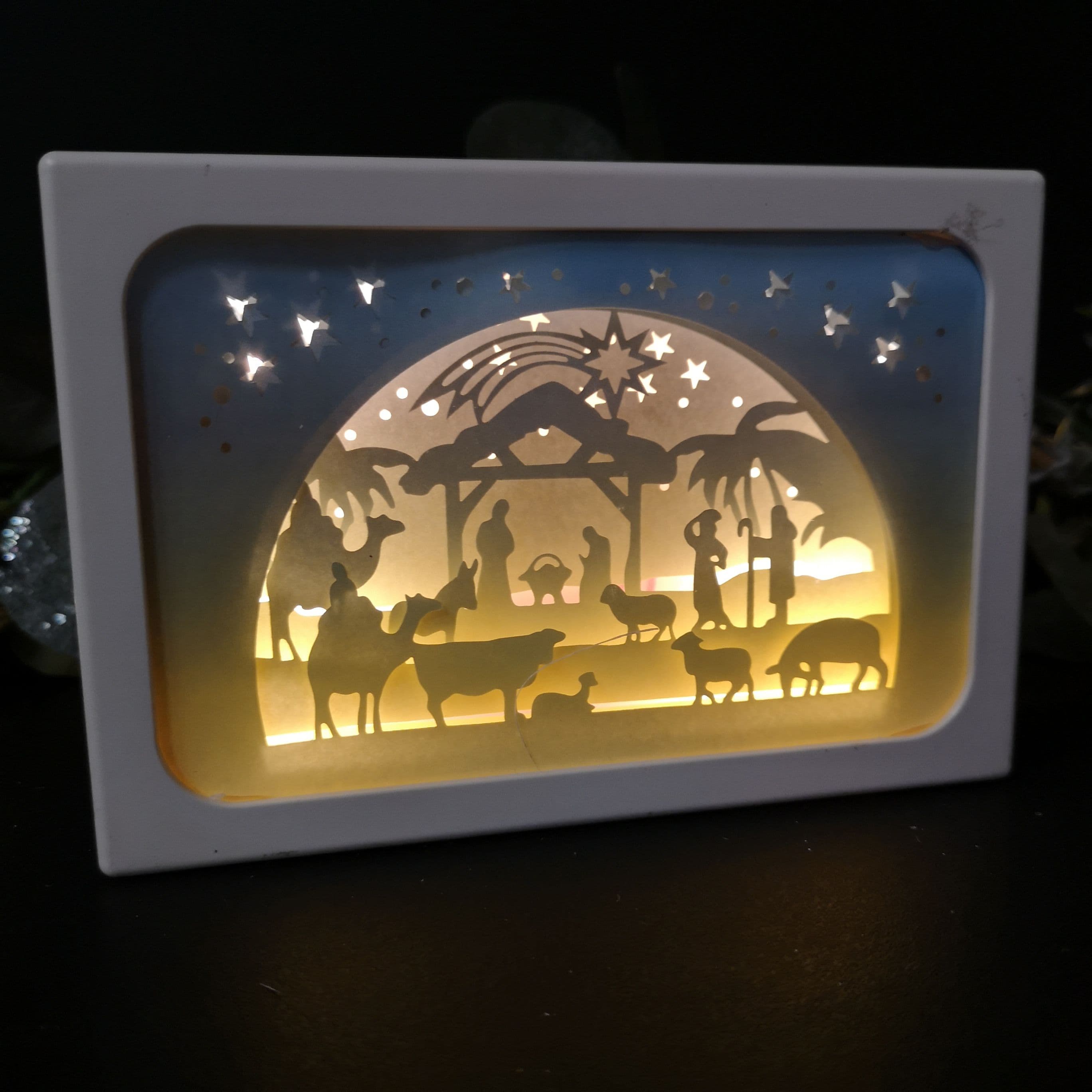 6x11cm Premier Battery Operated Nativity Scene Paper Diorama LED Christmas Decoration