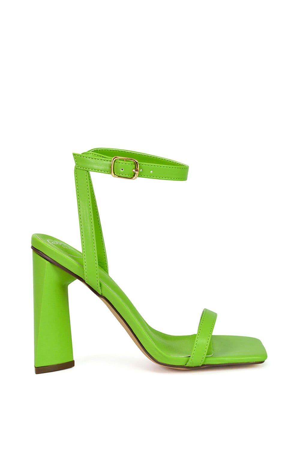 XY London Women's 'Max' Strappy Square Toe Sculptured Block High Heel Sandals in Green | Size: 4