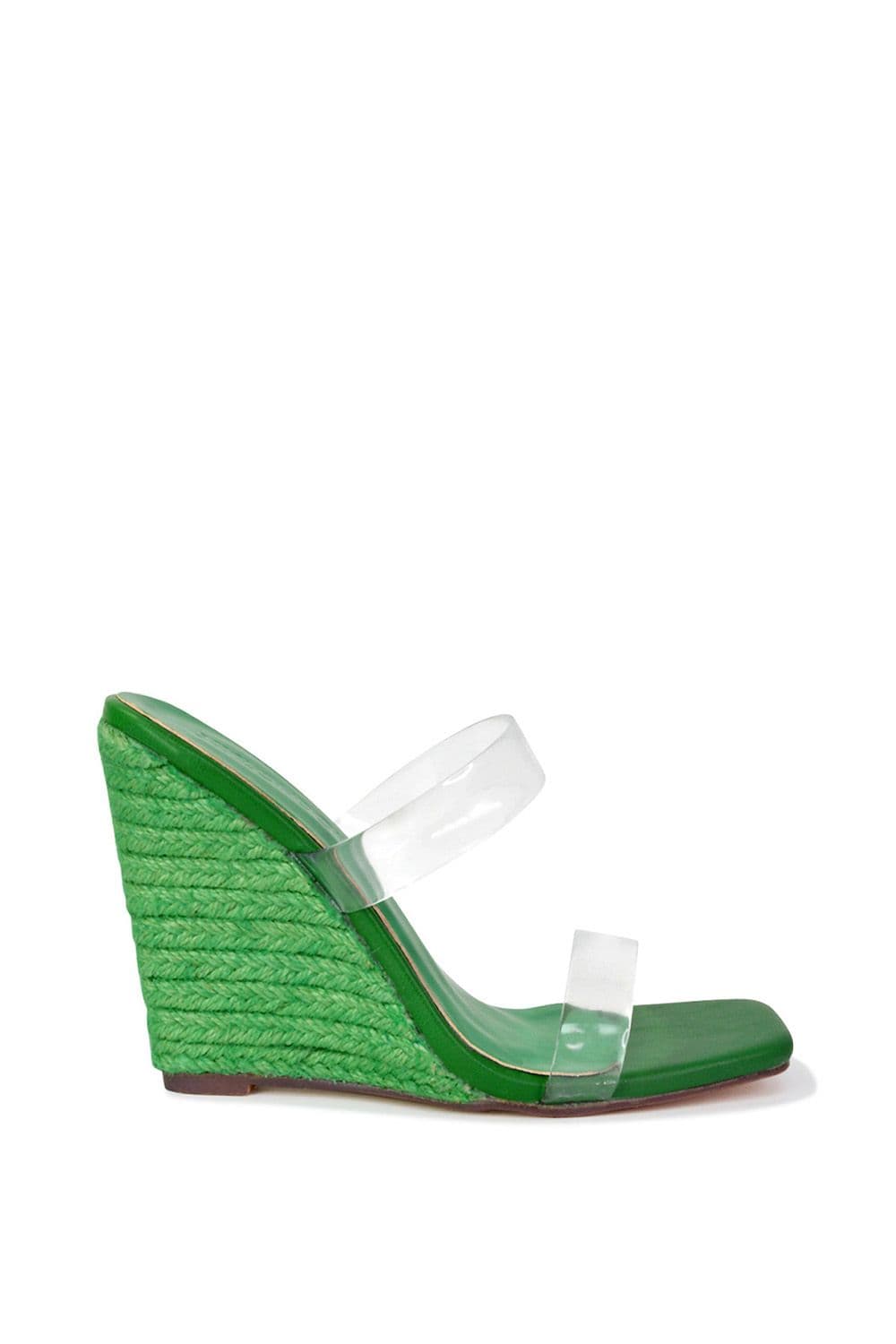 XY London Women's 'Shea' Perspex Strappy Espadrilles Wedge Heel Sandals in Green | Size: 4
