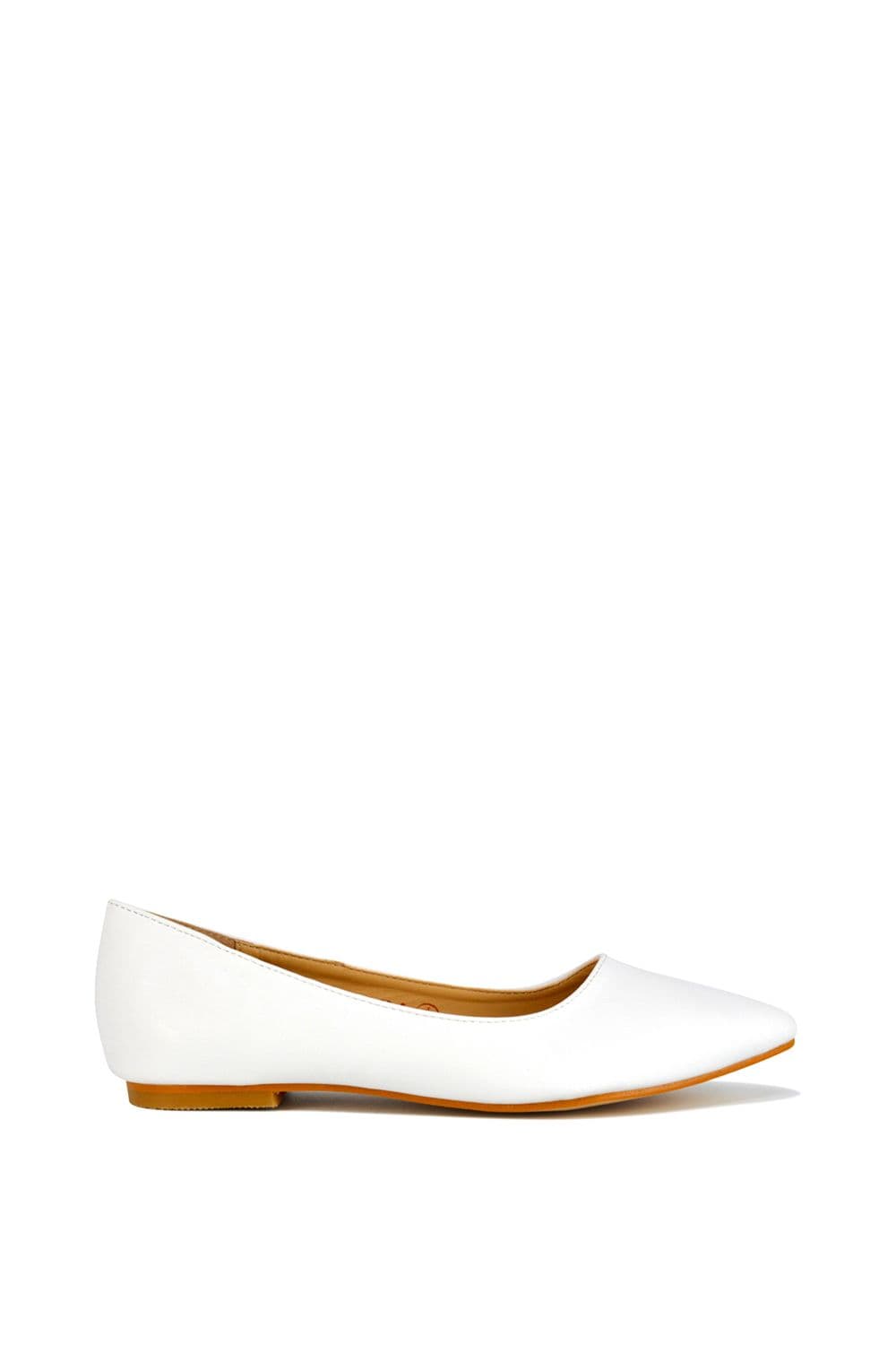 XY London Women's 'Alessia' Flat Pointed Toe Low Heel Slip on Bridal Ballerina Pump Shoes in White | Size: 7