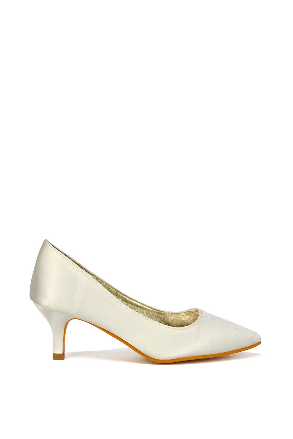 XY London Women's 'Gwyneth' Pointed Toe Mid Stiletto Kitten Heel Court Shoes in Ivory | Size: 4