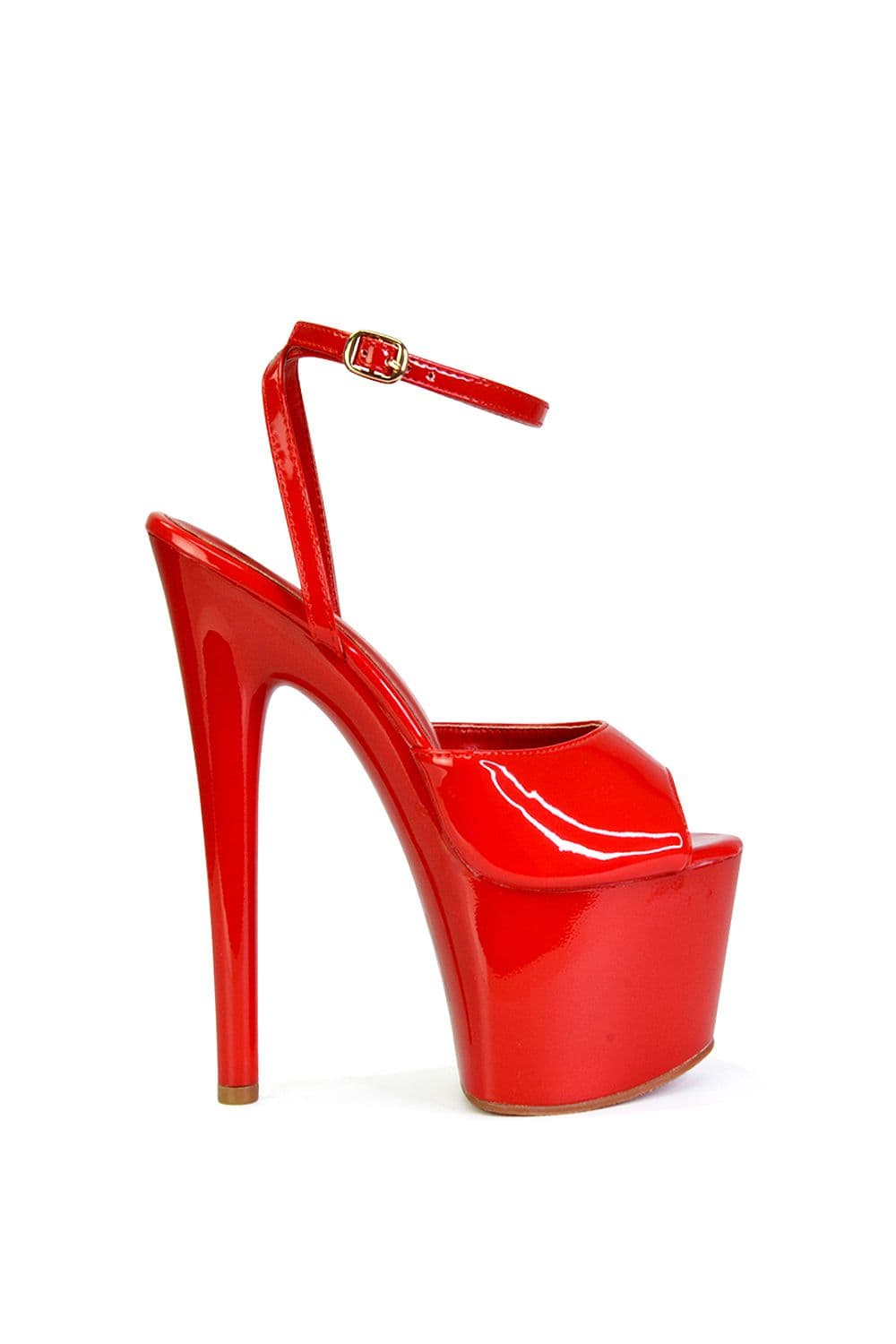 XY London Women's 'Sunshine' Strappy Peep Toe Stiletto High Heel Platform Shoes in Red | Size: 6