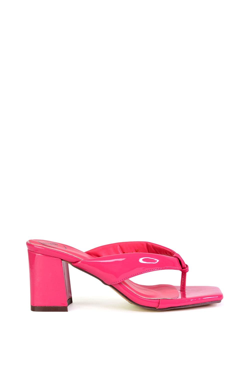 XY London Women's 'Lylia' Square Toe Toe Post Block Heel Sandal Mules in Pink | Size: 4