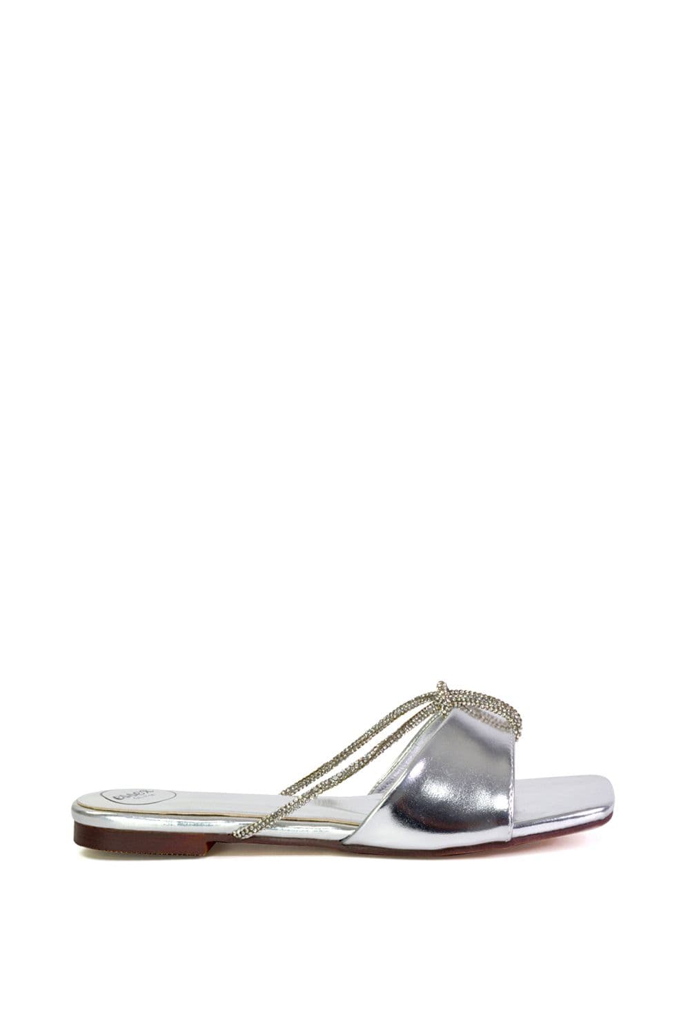 'Leah' Sparkly Diamante Flat Slip On Slider Sandals