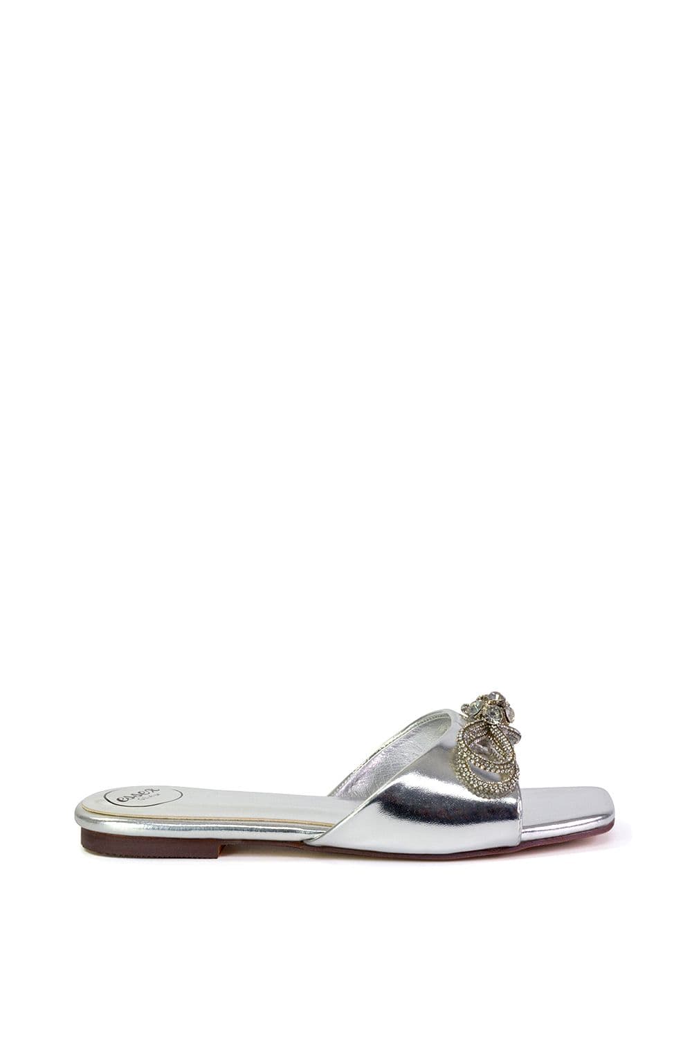 'Farah' Slip On Slider With Crystal Diamante Bow Sandals