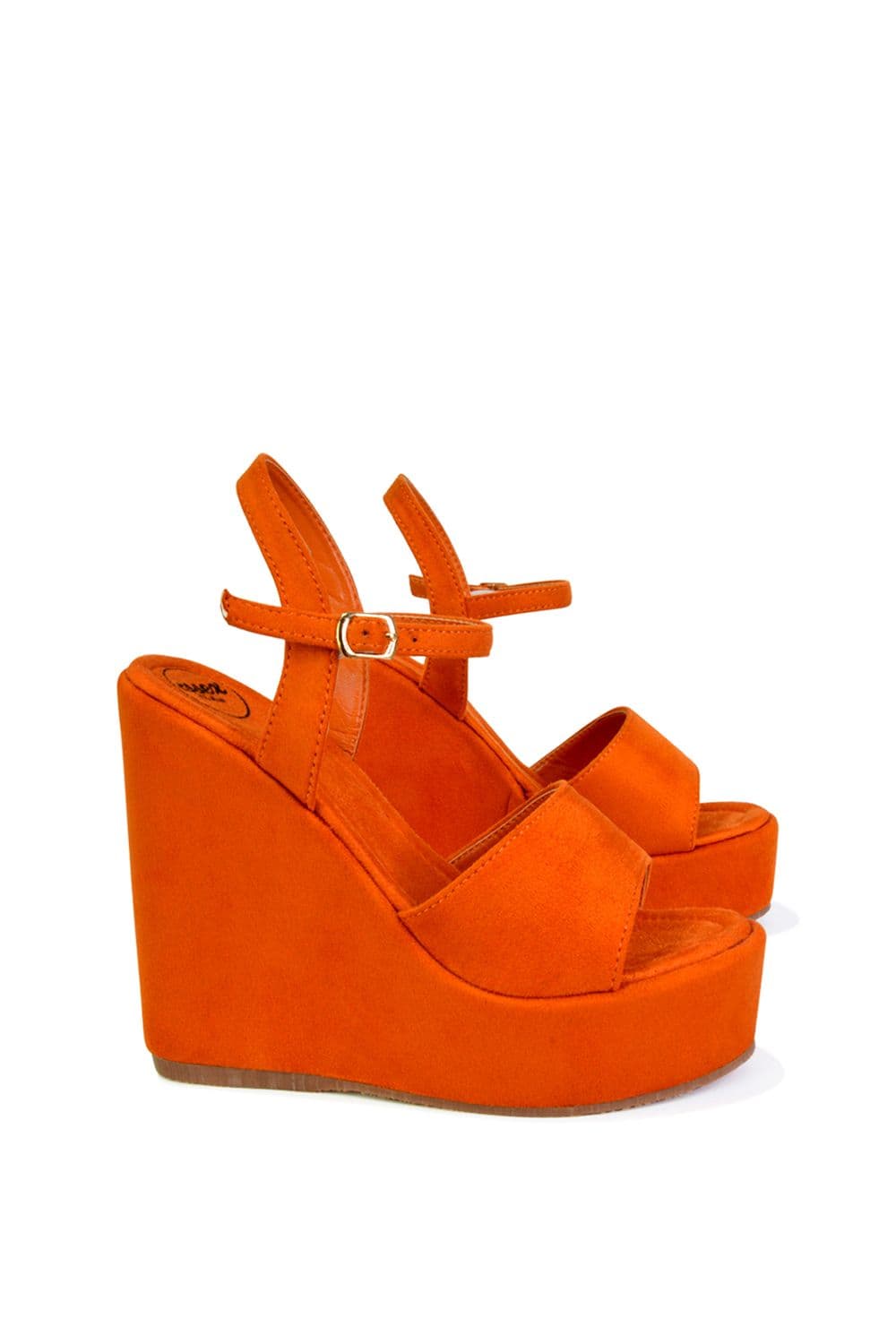 XY London Women's 'Belinda' Wedge Heel Strappy Platform Sandals in Orange | Size: 4